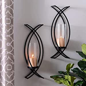 Set of Two Metal Wall Sconces Home Decor Metal Wall Candle Holder Sconce (18") | Walmart (US)