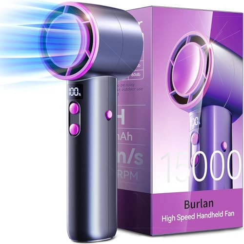 BURLAN Handheld Fan [Quickly Cooling Down], Small Portable Fan, Battery Operated Fan [13-30 Working Hours], Rechargeable Mini Fan with USB, Pocket Hand Fans for Makeup, Travel Camping outdoor (Black) | Amazon (US)