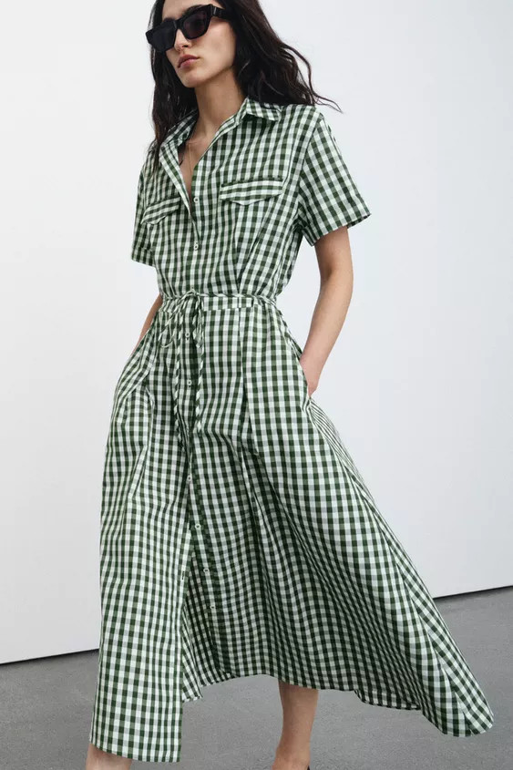 GINGHAM CHECK SHIRT DRESS ZW COLLECTION | Zara US