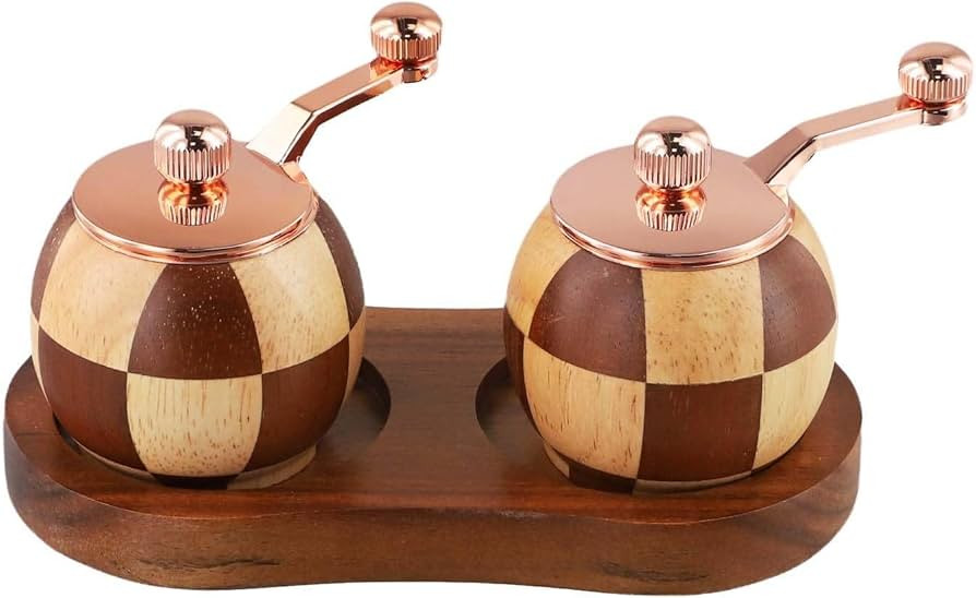 Checkerboard Hand-cranked Pepper Grinder, Kitchen Household Solid Wood Spice Jar, Black Pepper Gr... | Amazon (US)