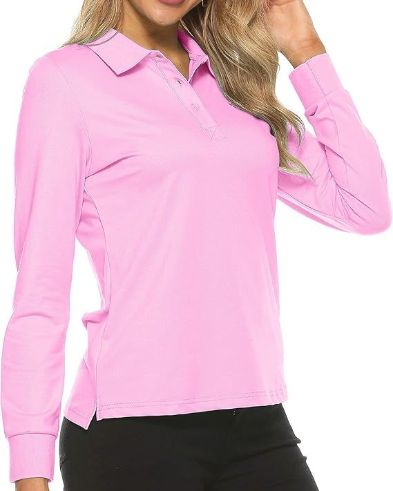 Women's Golf Polo Shirts Sports Athletic Shirts Tennis Tops Fitness Workout T-Shirt with Buttons | Amazon (US)
