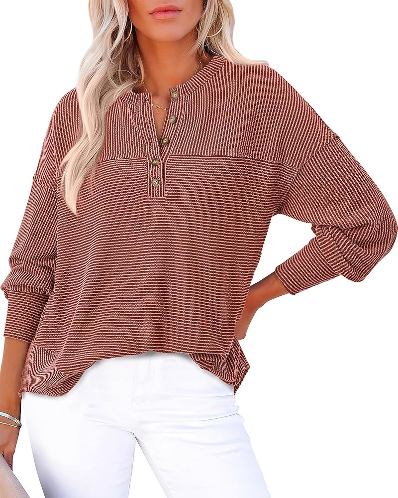 KIRUNDO Going Out Tops Henley Shirts Blouse Tunic | Amazon (US)