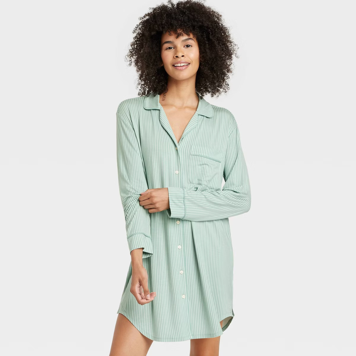 Women's Cloud Knit Notch Collar Long Sleeve NightGown - Auden™ | Target