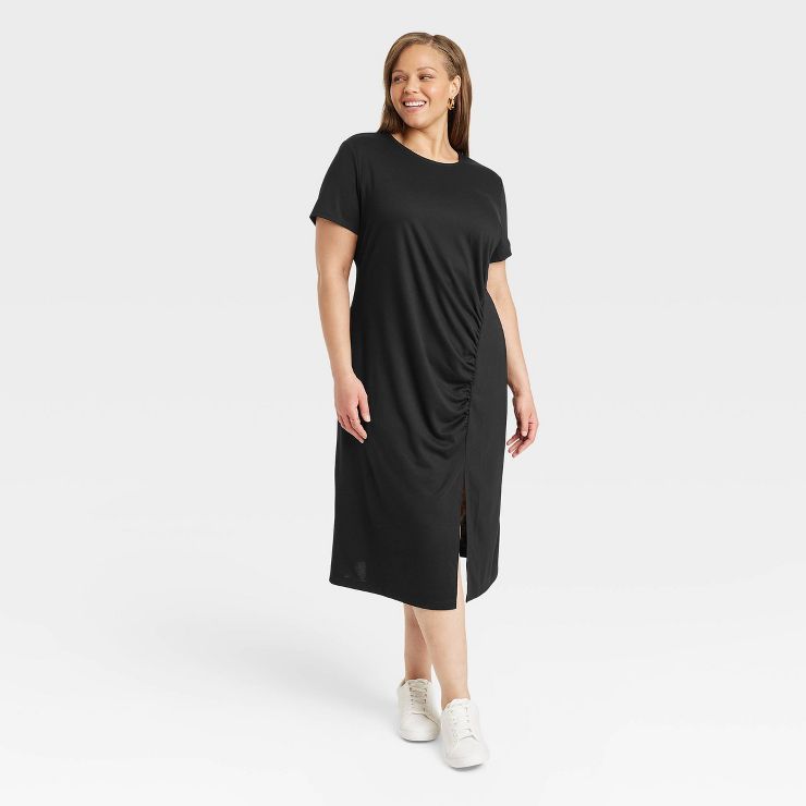 Women's Short Sleeve Side Ruched Knit Dress - A New Day™ | Target