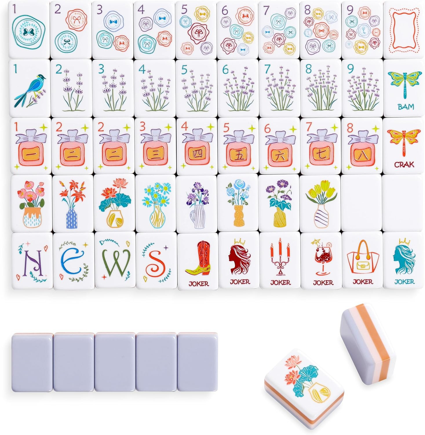 American Mahjong Tile Set,160 Light Purple Acrylic (4-Layer) Engraved Mahjong Tiles, Mahjong Tile Bag and Mahjong Accessories for Mahjong Beginner | Amazon (US)