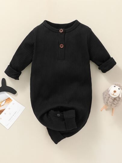 Baby Unisex Half Button Jumpsuit | SHEIN