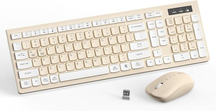 Wireless Keyboard and Mouse Combo Silent for Office and Home(Latte Color) | Amazon (US)