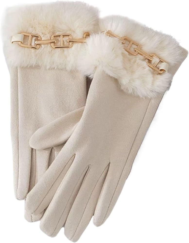Women's Winter Warm Touchscreen Gloves Thickened Fleece Cuff Windproof Driving Gloves Fashion Met... | Amazon (US)