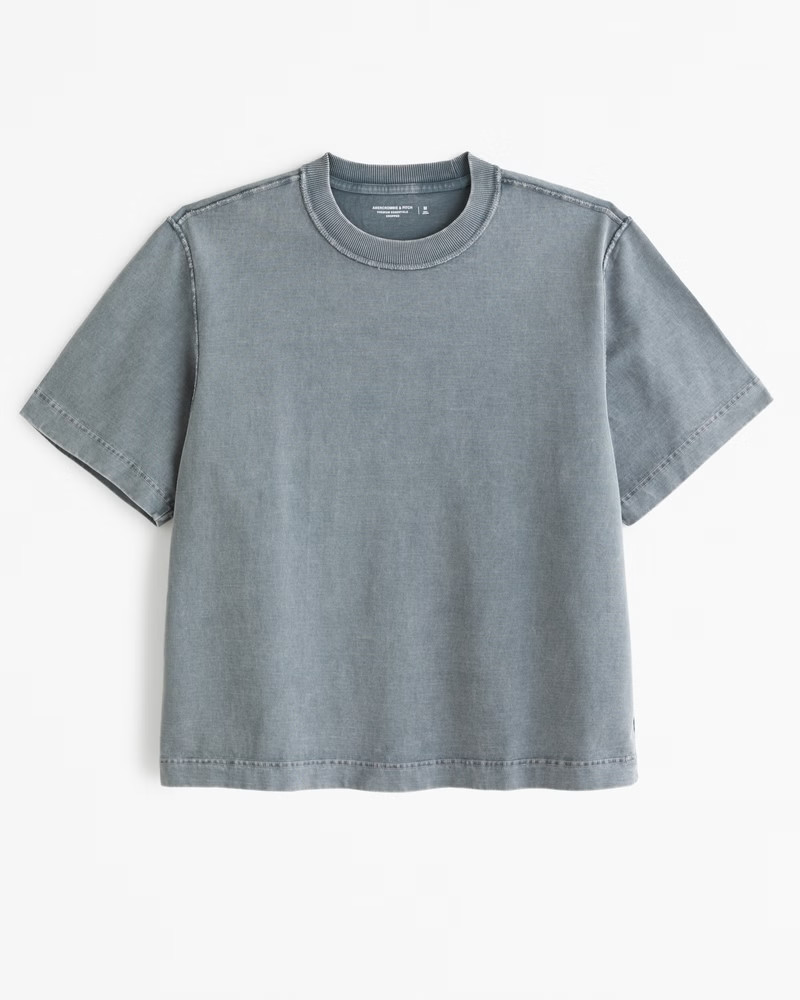 Men's Premium Heavyweight Cropped Tee | Men's Tops | Abercrombie.com | Abercrombie & Fitch (US)