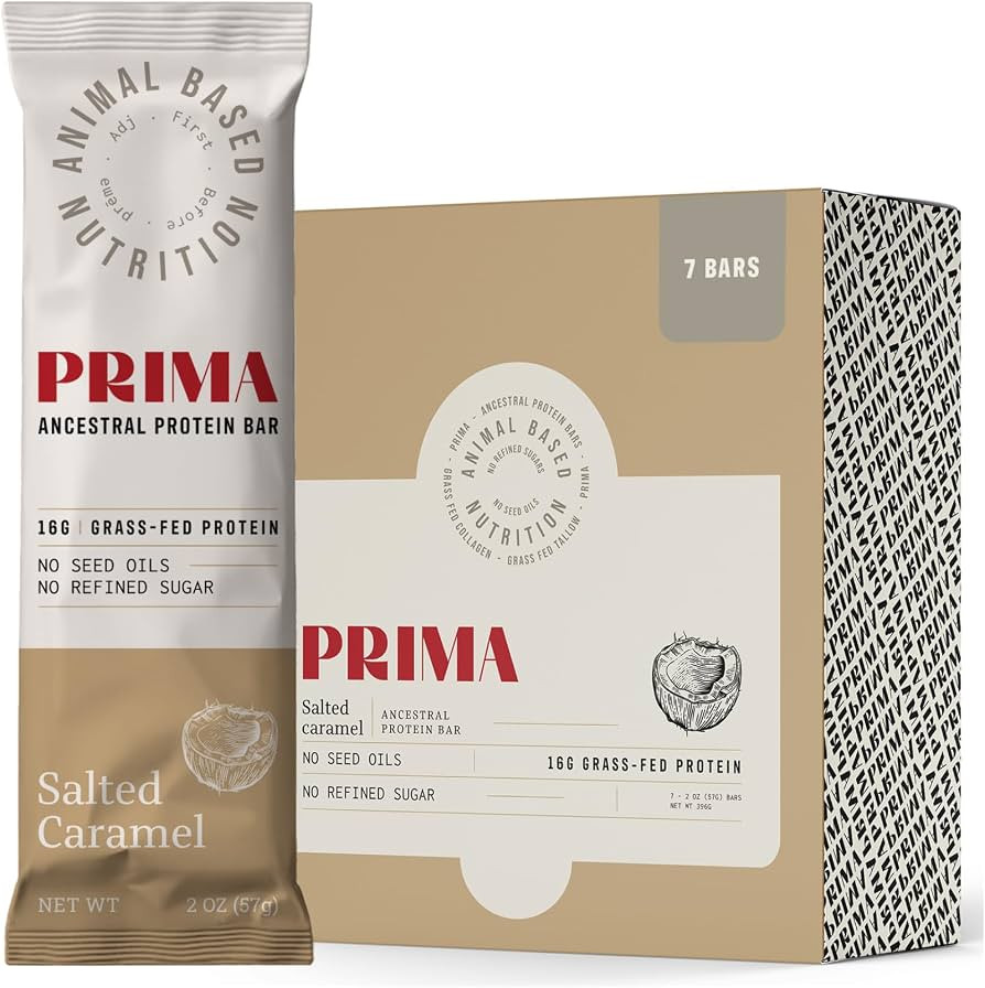 PRIMA ANCESTRAL PROTEIN BAR Grass Fed Protein Bars, 7 Pack – Animal-Based Protein Bar with Beef... | Amazon (US)