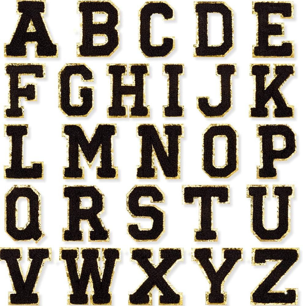 26 Pieces Glitters Patches Iron on Letters Chenille A-Z Patches Decorative Repair Embroidered Pat... | Amazon (US)