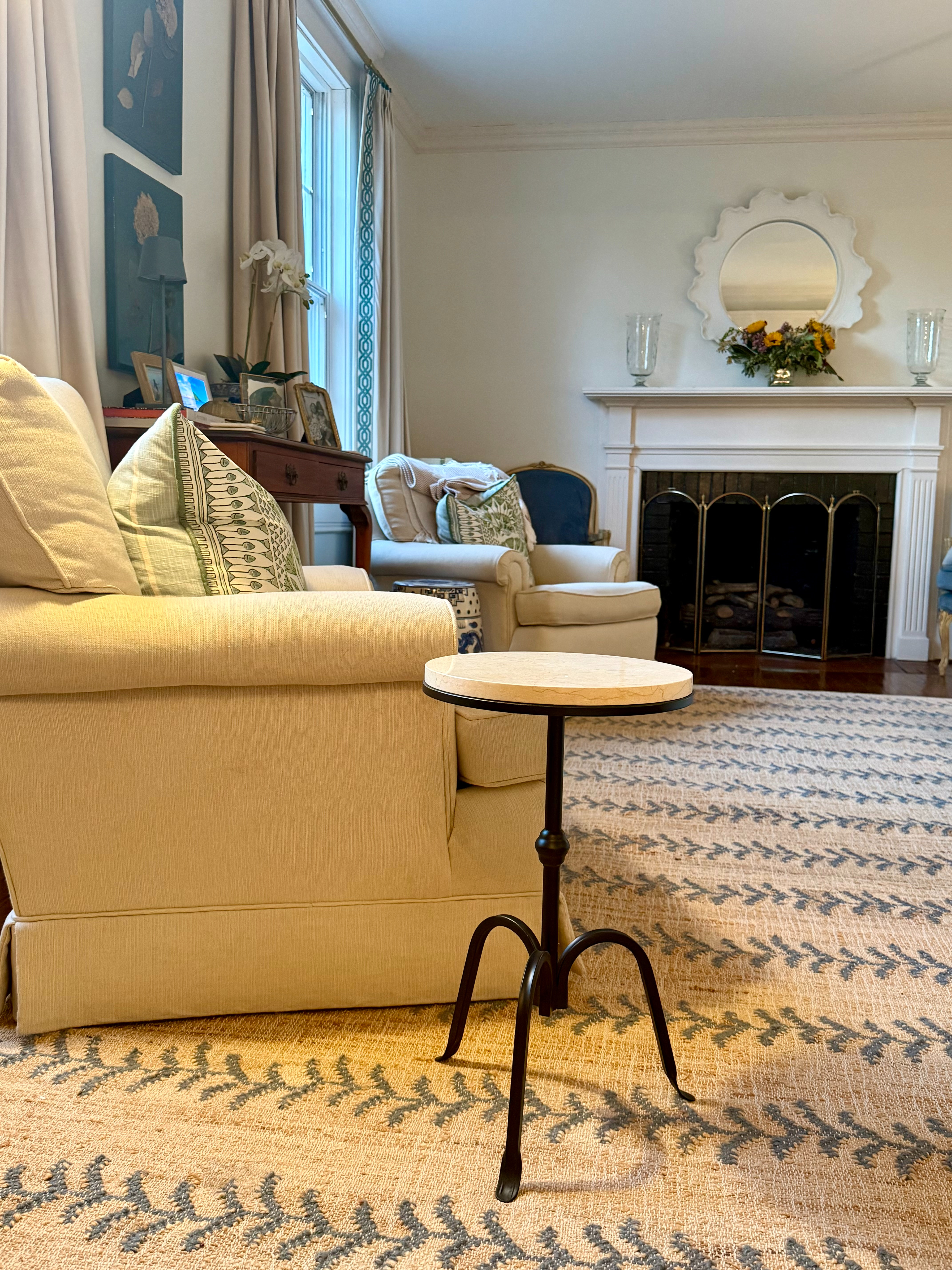 This side table elevated this room in an instant, thanks to it arriving fully assembled. the creamy marble and weight makes it a steal for under $100! 

@wayfair #wayfairpartner #ad #wayfair  

 #LTKHome #LTKSaleAlert