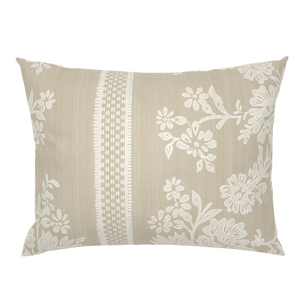 REVERSE Historic Garland Press BENNINGTON GRAY ON CREAM Pillow Sham | Spoonflower | Spoonflower