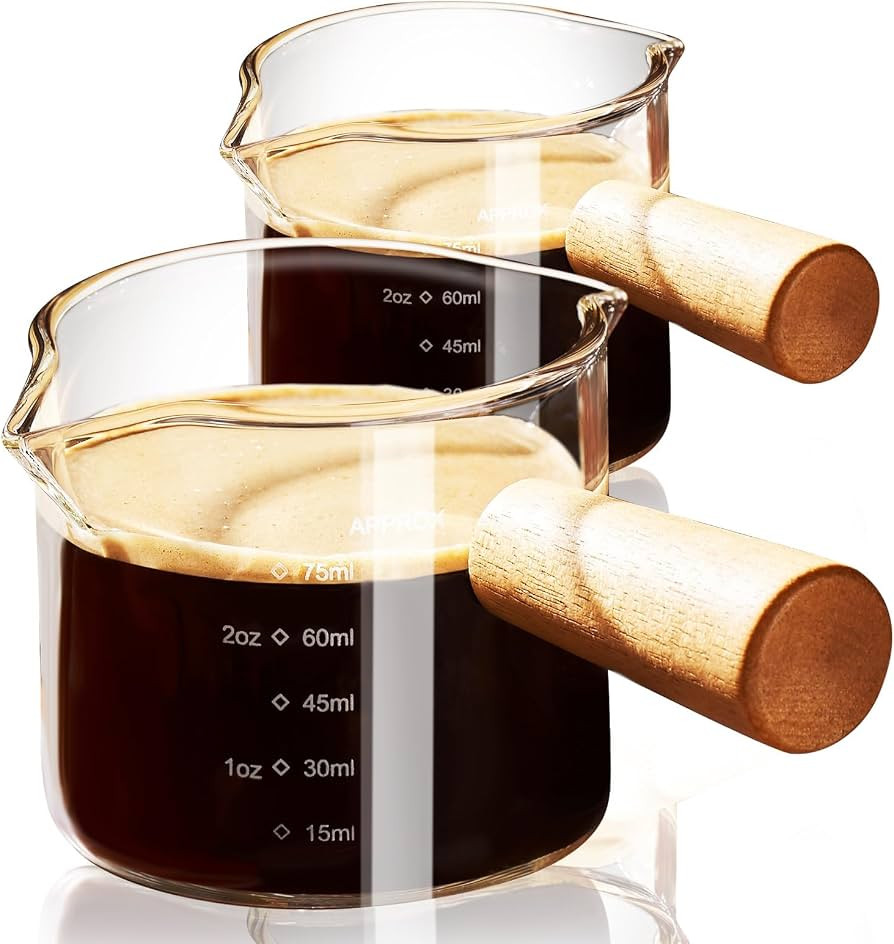PARACITY Espresso Cups with Handle set of 2, 3.5OZ Double Spout Glass Measuring Cup with Dual Sca... | Amazon (US)