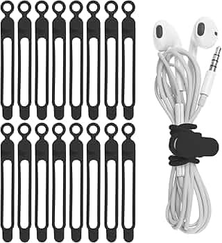 Nearockle 16Pcs Silicone Cable Straps Wire Organizer for Earphone, Phone Charger, Mouse, Audio, C... | Amazon (US)
