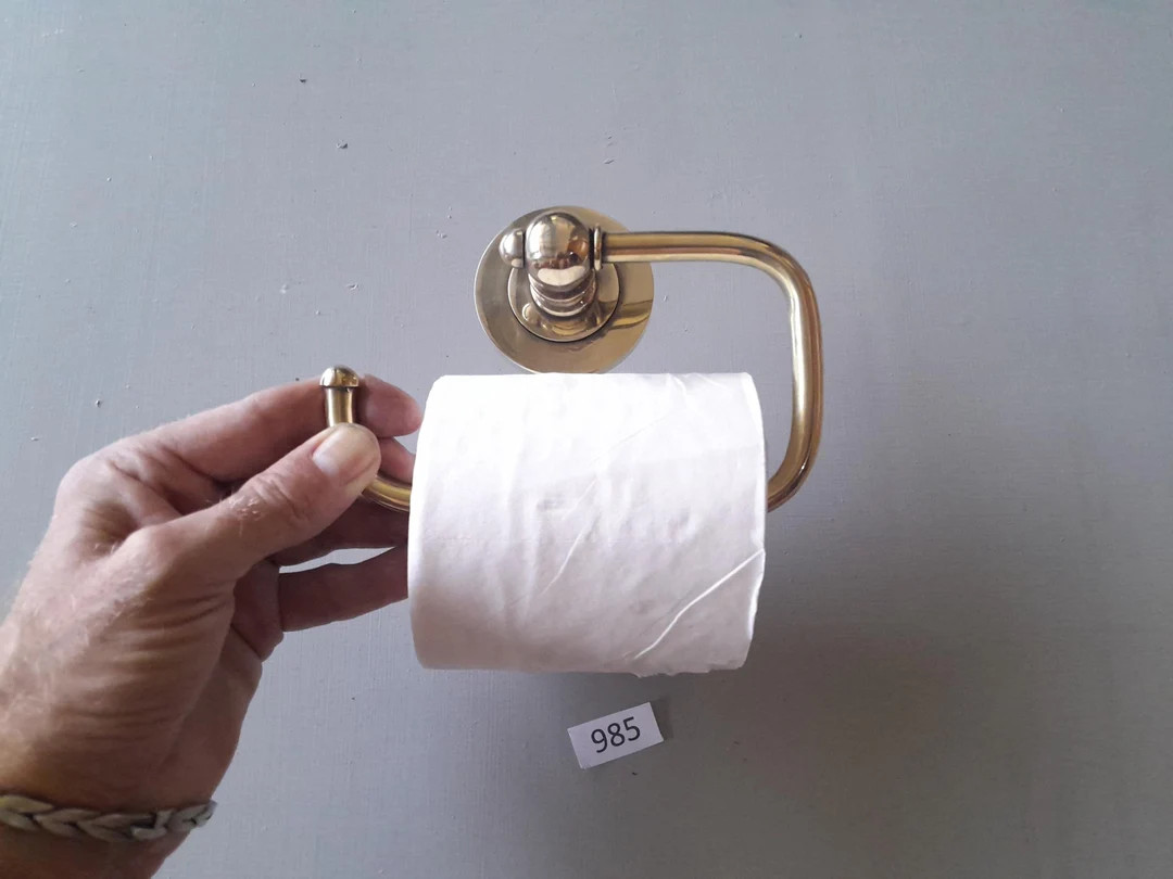 Vintage Style Simple Brass Toilet or Bathroom Tissue Paper Roll Holder NOT Lacquered or Coated In... | Etsy (US)