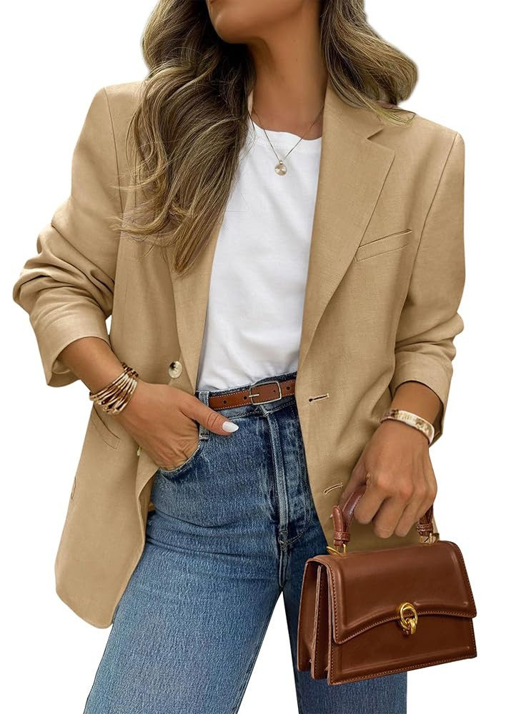 PRETTYGARDEN 2025 Blazers for Women Business Casual Long Sleeve Lapel Open Front Suit Jacket Work... | Amazon (US)