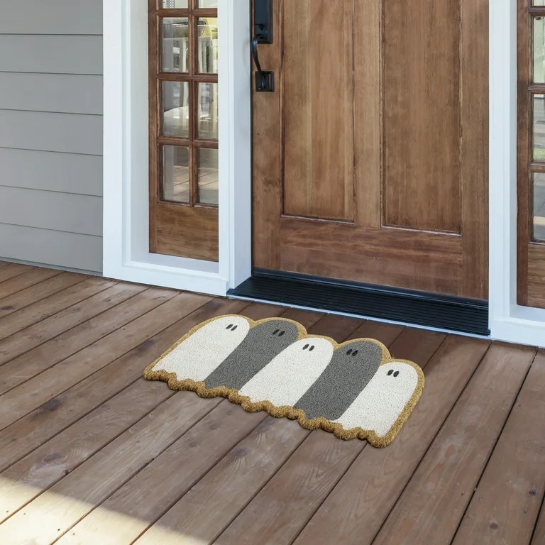 My Texas House Grey/White Ghosts Halloween Outdoor Coir Doormat, 18" x 30" - Walmart.com | Walmart (US)