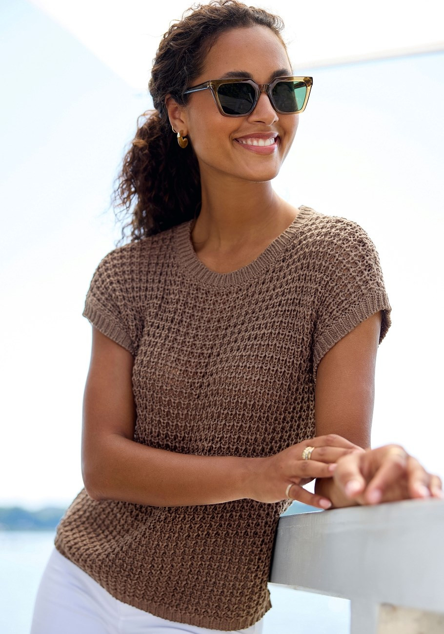 short sleeve openwork sweater | Lascana