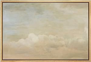 MUDECOR Framed Canvas Print Wall Art Brown & White Cloud Sky at Dusk Nature Wilderness Illustrati... | Amazon (US)
