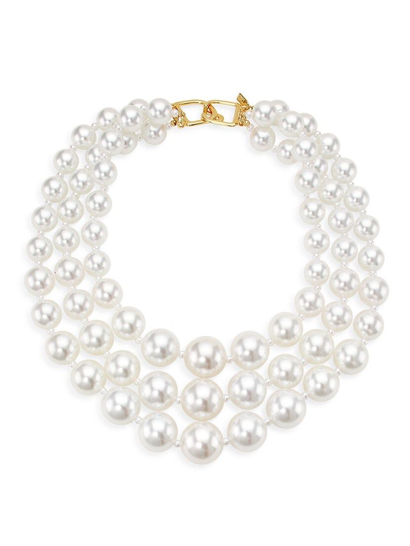 Goldtone & Faux Pearls Triple-Layered Necklace | Saks Fifth Avenue