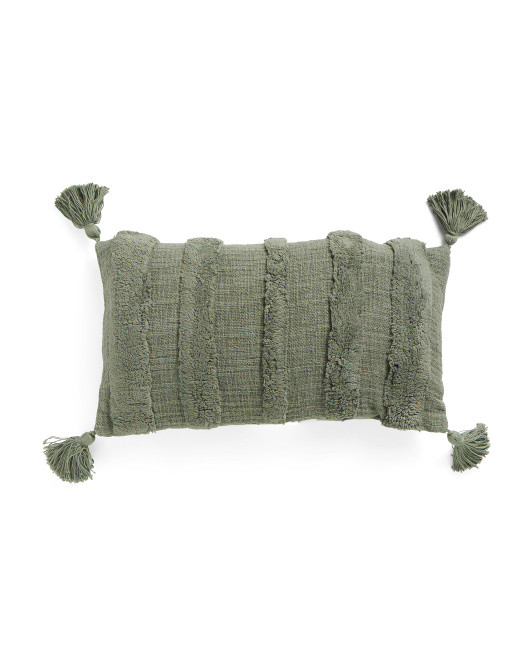 Made In Usa 14x24 Tufted Tassel Pillow | TJ Maxx