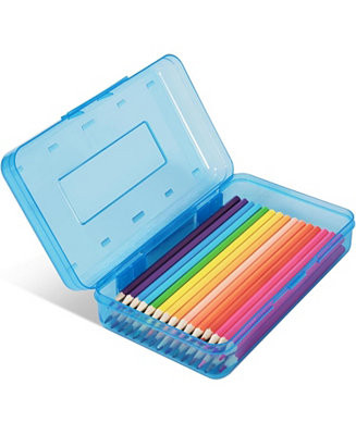 Colored Plastic Pencil Box Large Capacity, Hard Crayon Storage Case with Snap-Tight Lid for Kids ... | Macy's