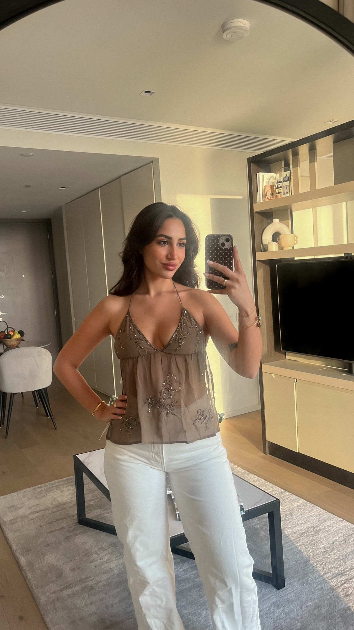 Pull & Bear beaded summer top - Size S
Zara White wide leg jeans (REF 9632/059/251) - Size 36

#LTKsummer #LTKstyletip #LTKuk