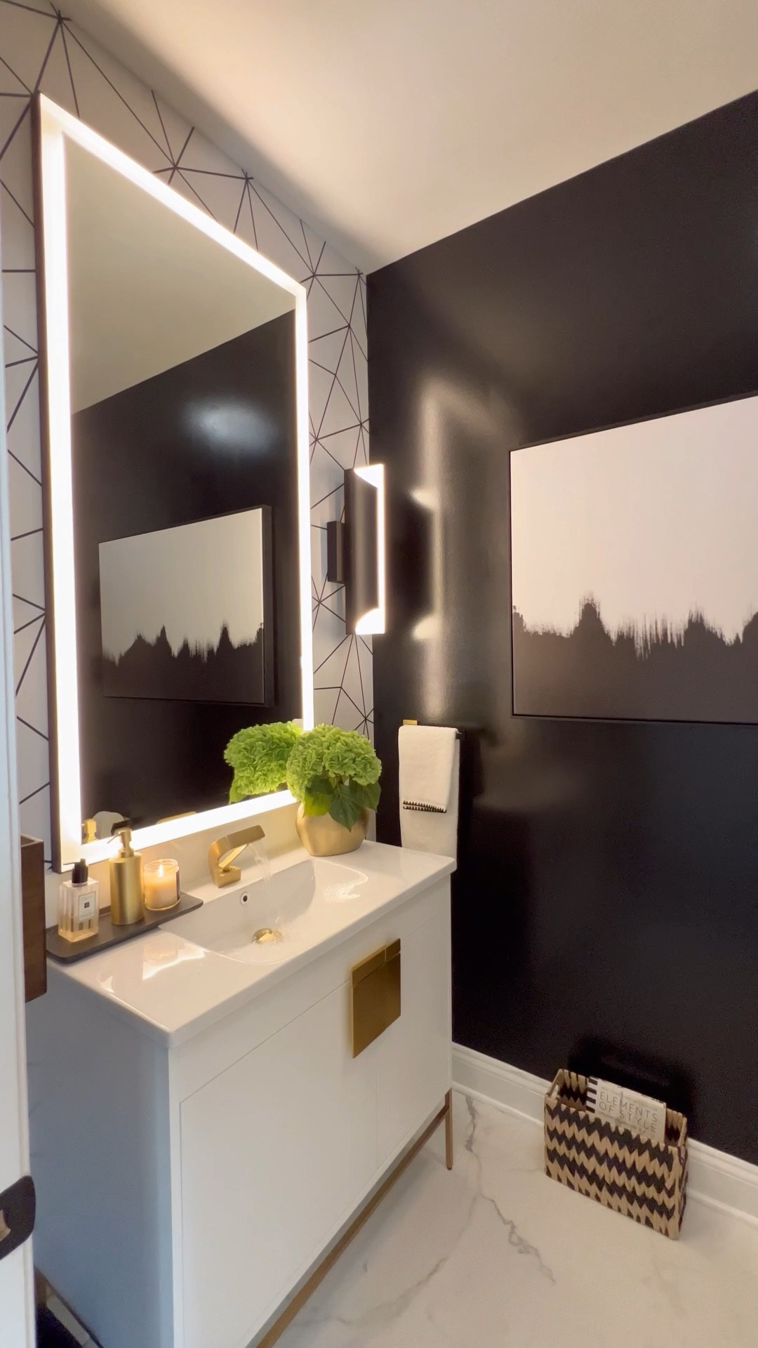 Before and after powder bathroom renovation with this beautiful vanity from @Wayfair @wayfair #wayfairpartner #ad #Wayfair 

#LTKHome #LTKSaleAlert #LTKSeasonal