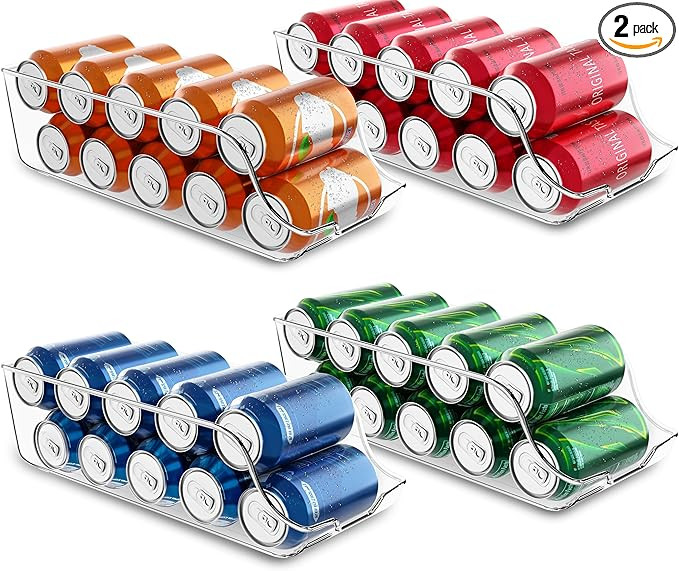 Utopia Kitchen Clear Soda Can Organizer - Fridge Organizer Bins - Set of 4 Drink Organizer For Fr... | Amazon (US)