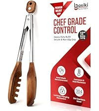 Premium Olive Wood Salad Tongs for Serving, 12 Inch Serving Tongs with 304 Stainless Steel Handle... | Amazon (US)