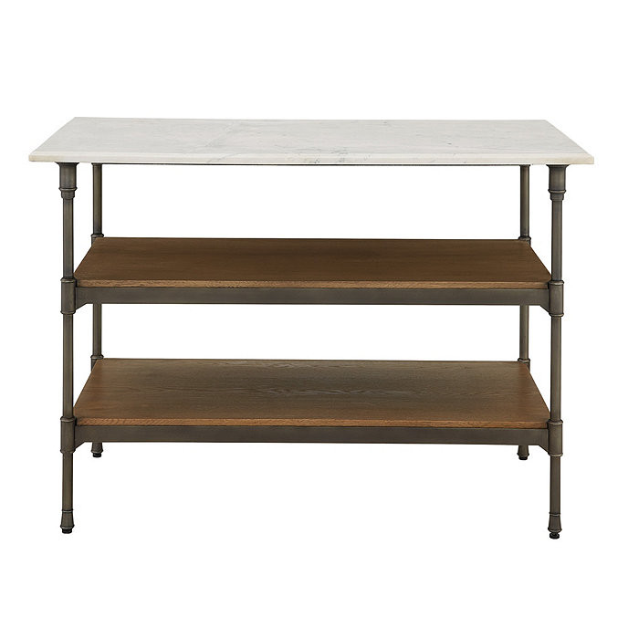 Parisian Open Shelf Kitchen Island Wood & Iron Base with Marble Top | Ballard Designs, Inc.