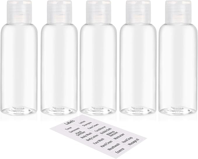 5 Pack 3.4oz Empty Plastic Travel Bottles for Toiletries TSA Approved Leak Proof Squeezable Trave... | Amazon (US)
