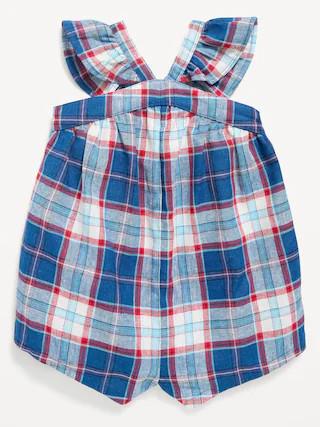 Printed Sleeveless Linen-Blend Romper for Baby | Old Navy (US)