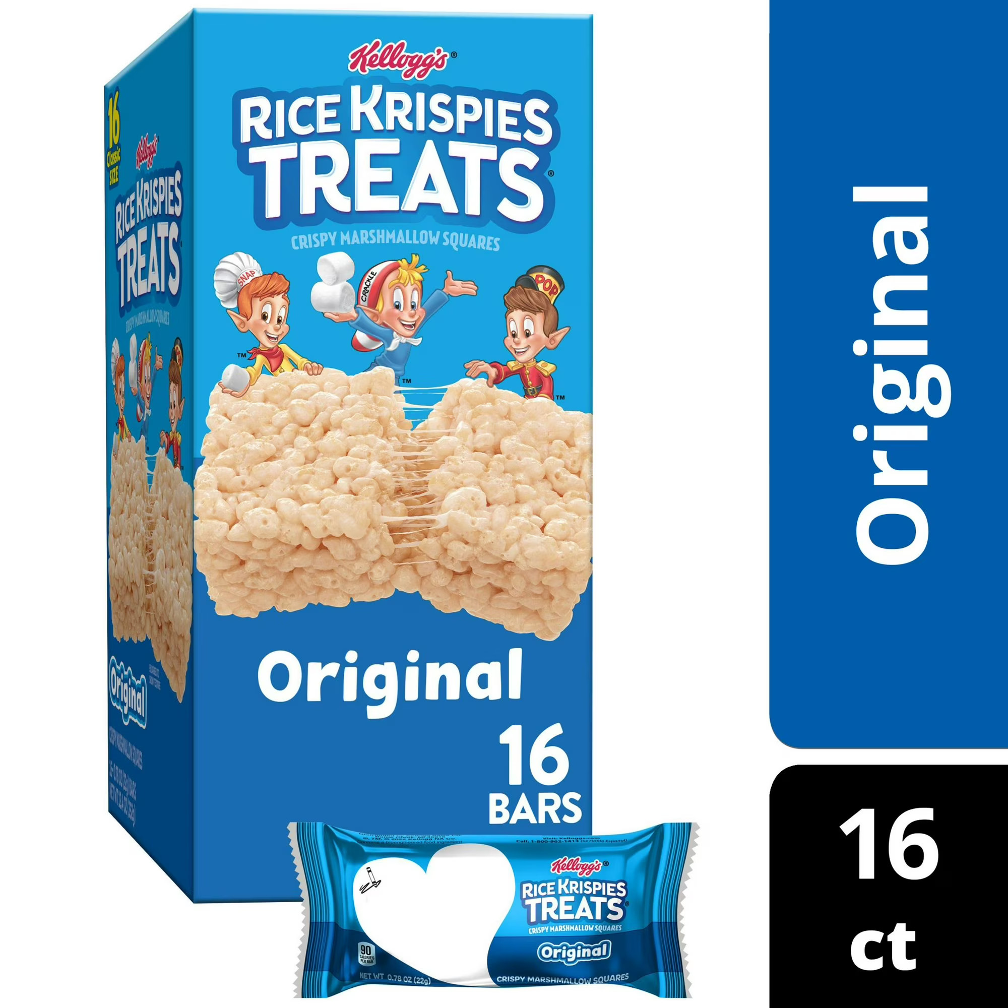 Rice Krispies Treats Original Chewy Crispy Marshmallow Squares, 12.4 oz, 16 Count | Walmart (US)
