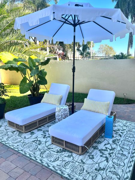 Sun loungers, chaise lounges, outdoor rug, patio umbrella, palm beach, Florida, pool 

#LTKSeasonal #LTKsalealert #LTKhome