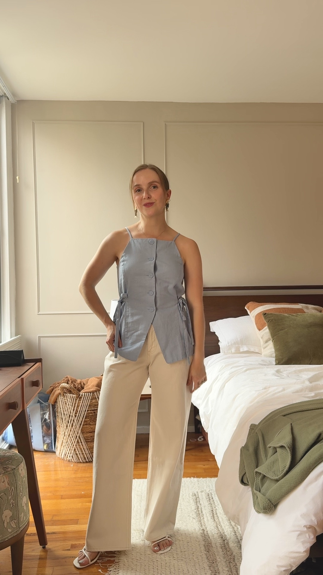 $17 + free shipping linen side tie vest!
Wearing xxs petite love the tie details 
25 short jeans

#LTKootd #LTKPetite #LTKSaleAlert