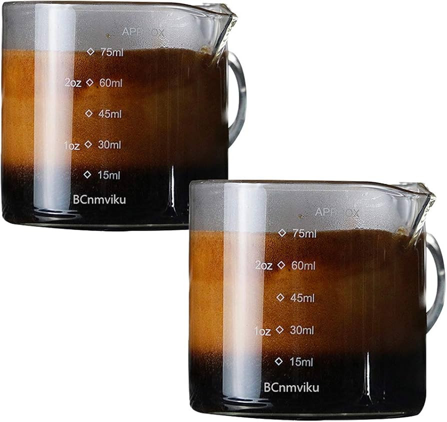BCnmviku 2 Pack Double Spouts Measuring Triple Pitcher Milk Cup 75ML Espresso Shot Glasses Parts ... | Amazon (US)