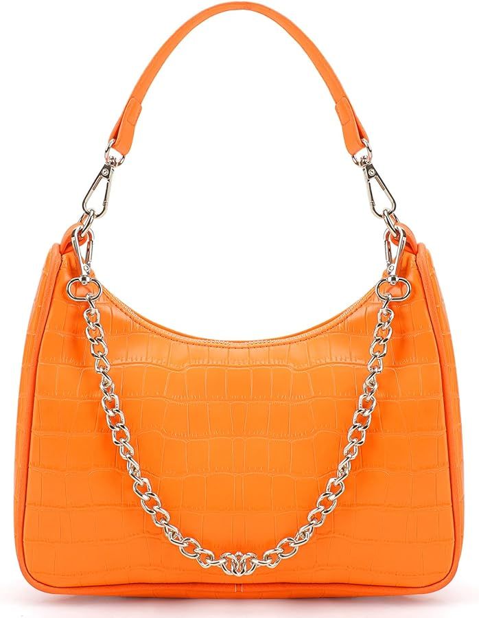 Shoulder Bags for Women, Trendy Crocodile Handbag Purses, Women’s Leather Crossbody Bag with Ad... | Amazon (US)
