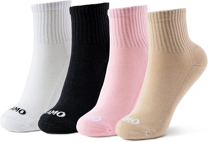 Kamo Fitness Daily 4-Pack Ankle Socks for Women, Workout Half Crew, Cotton | Athletic half crew w... | Amazon (US)