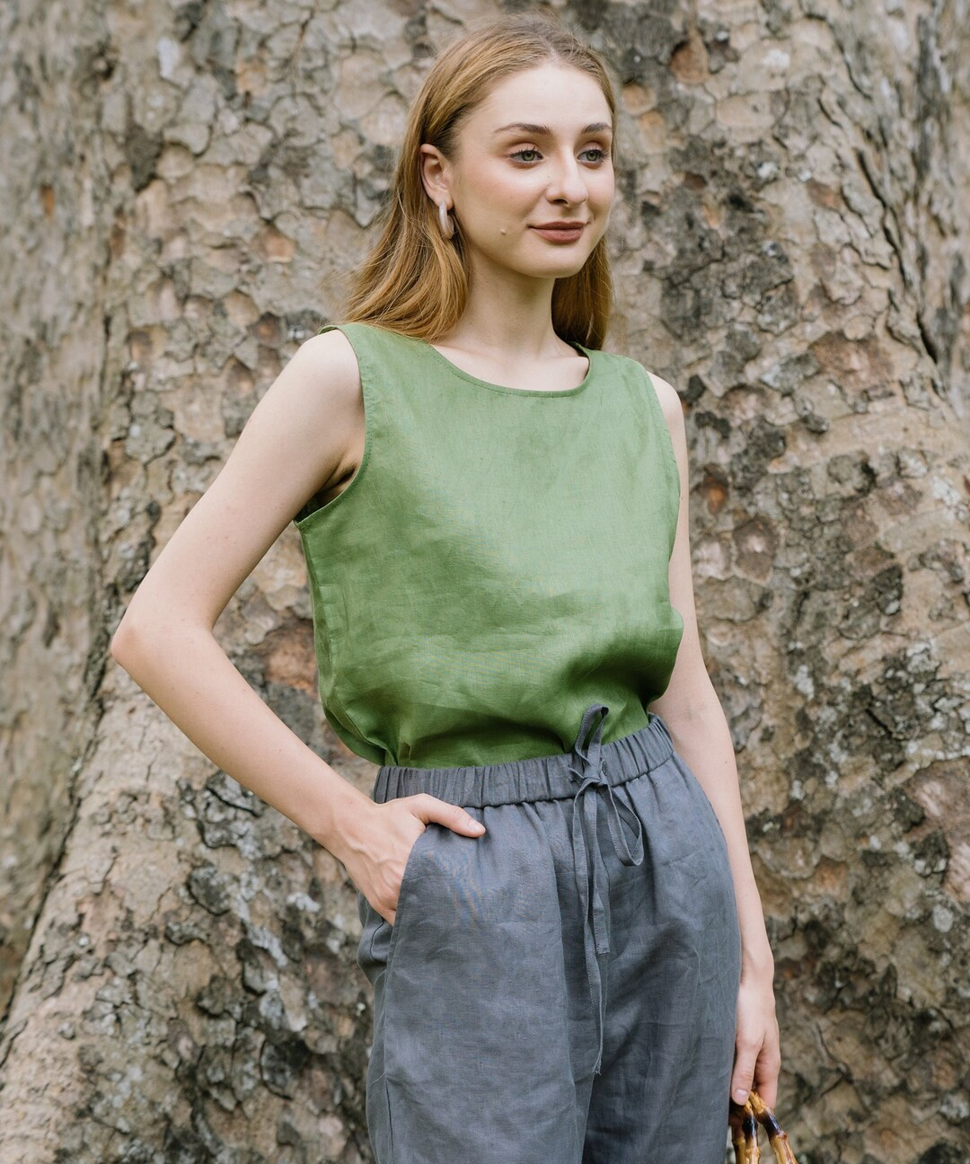 Linen Tank Top Sleeveless in Round Neck Premium Linen Clothing for Women - Etsy | Etsy (US)