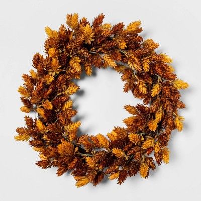 18" Artificial Hops Wreath Brown - Threshold™ | Target