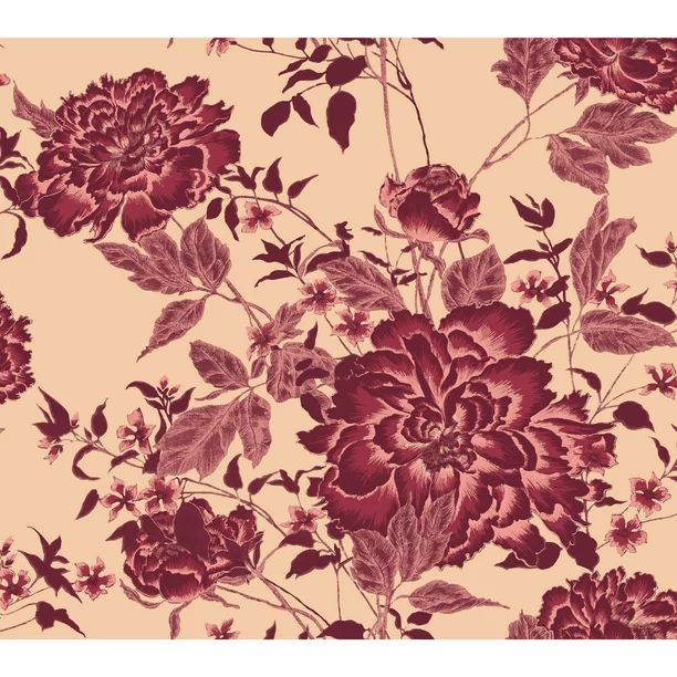 Vintage Floral Red Peel & Stick Wallpaper by Drew Barrymore Flower Home - Walmart.com | Walmart (US)
