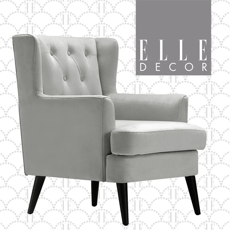Elle Decor Celeste Tufted Velvet Accent Chair French Pearl - Walmart.com | Walmart (US)