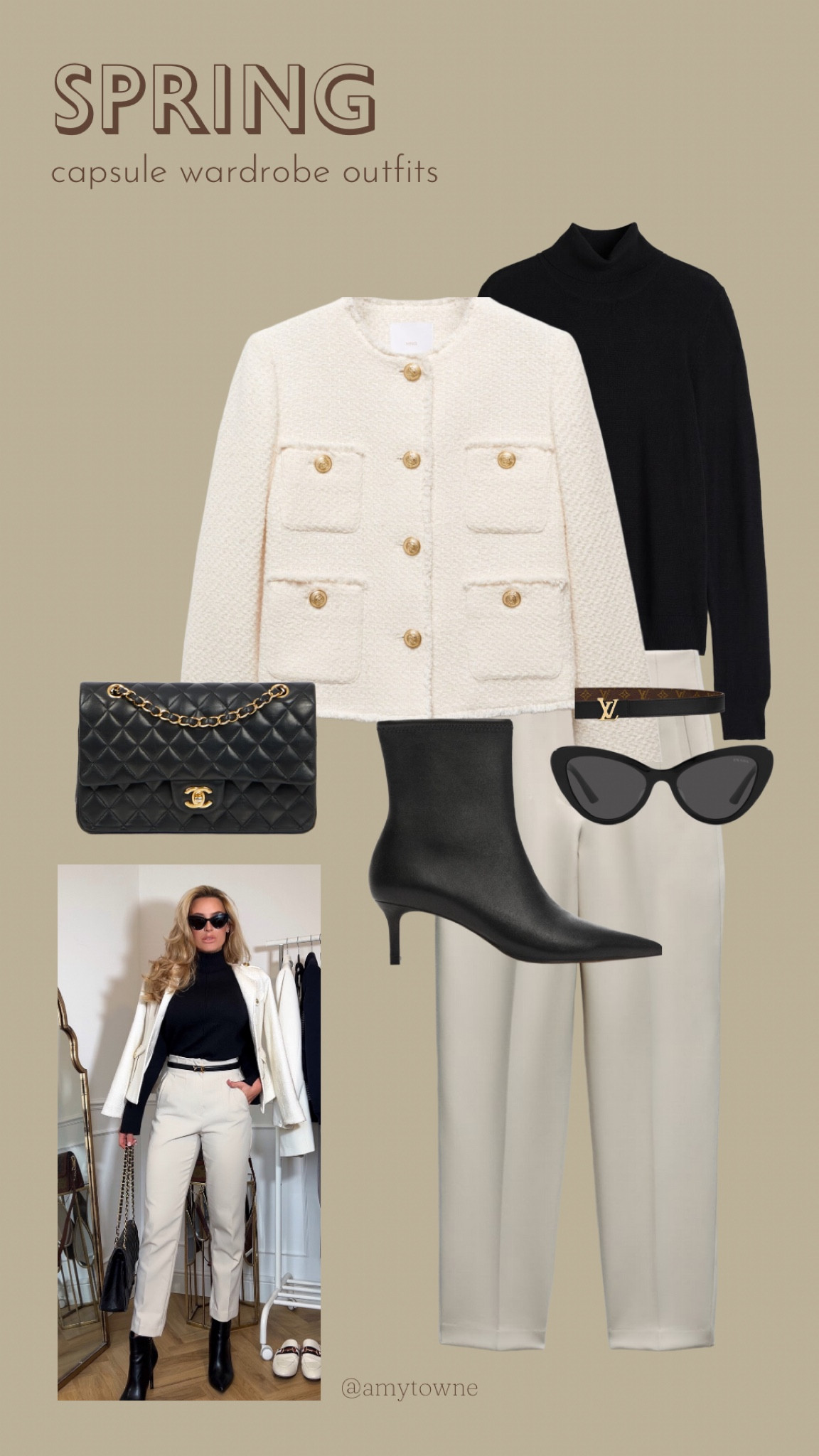 SPRING CAPSULE WARDROBE 🌸
Outfit ideas 🫶🏻
The ultimate classic look. Black & cream with tailored statement pieces. A tweed cream jacket is my go-to piece for elevating and adding class to any spring look x

#LTKeurope #LTKstyletip #LTKSeasonal