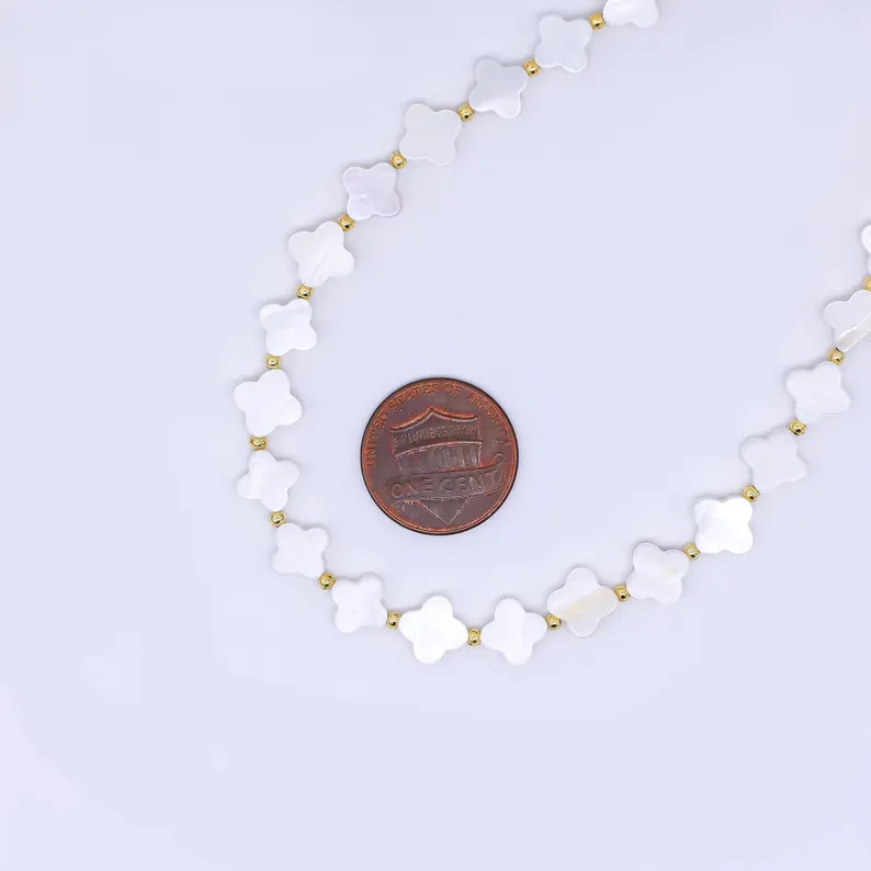 24K Gold Filled Mother of Pearl 4-Leaf Lucky Fortune Clover Necklace 17 Inch with Extender | WA-3... | Etsy (Global)