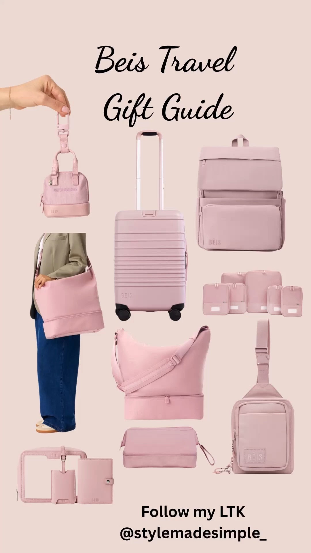 Travel gift guide Pink beige luggage, neutral travel bags, aesthetic suitcases, chic carry-on, lightweight spinner luggage, travel essentials, packing cubes, toiletry bags, TSA-approved bottles, passport holder, travel wallet, crossbody travel bag, hands-free airport bag, weekender bag, stylish travel organization, minimalist travel gear, coordinated luggage set, vacation must-haves, airport outfit accessories

#LTKTravel #LTKmomlife #LTKActive