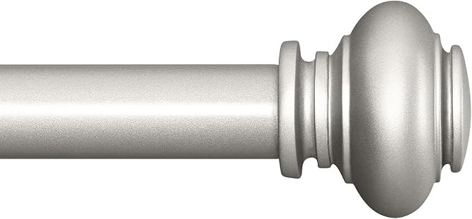 Silver Curtain Rods for Windows 48 to 84 Inches Adjustable Decorative 1 Inch Diameter Single Wind... | Amazon (US)