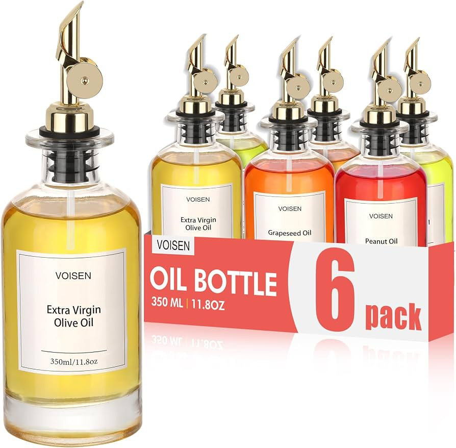 VOISEN Olive Oil Dispenser Bottle for Kitchen, Glass Oil Bottle Set of 6, Coffee Syrup Dispenser,... | Amazon (US)