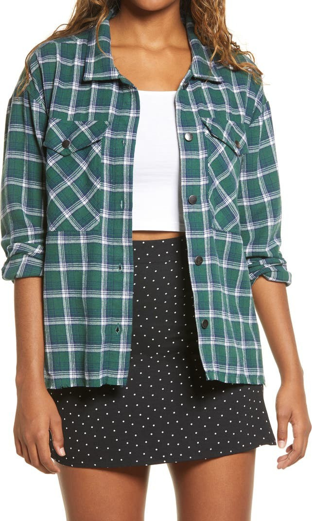 Evelyn Raw Hem Plaid Flannel Button-Up Shirt | Nordstrom | Nordstrom